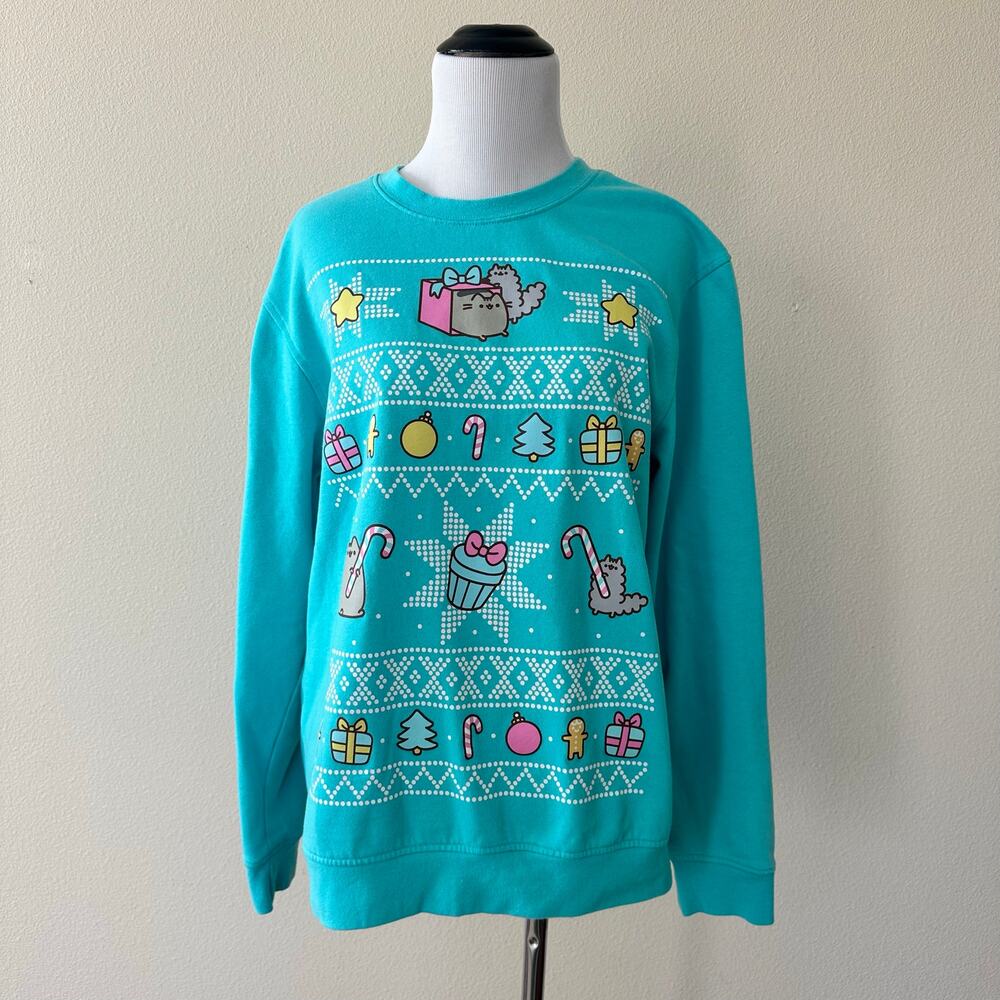 Pusheen Christmas Sweatshirt Teal Color Size Small